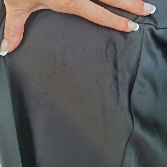 ARIAS Black Halter Neck Satin Cold Shoulder Midi Dress Size 10 - Picture 11 of 15